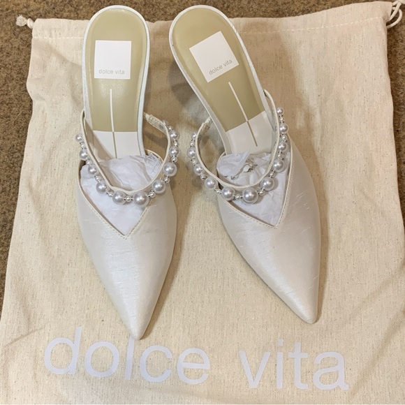 Dolce Vita Kanika Pearl Mid Heels Vanilla Pearls Wedding Bride Size 8 $150.00 - Picture 14 of 16